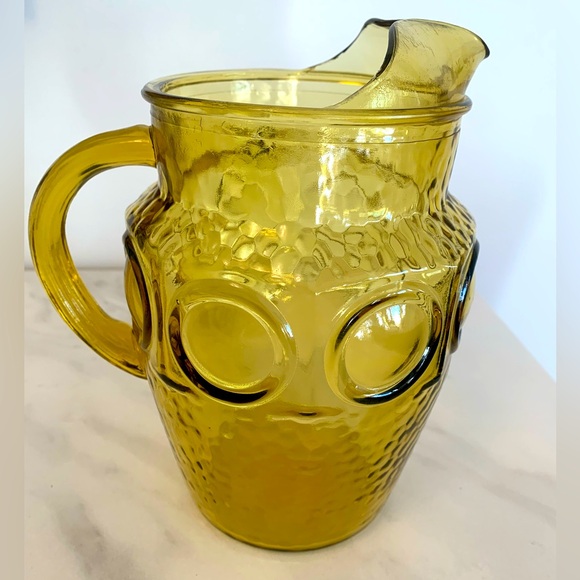 Vintage Amber Anchor Hawking Honeycomb Heritage Hill Glass Pitcher W/ Ice Lip - Picture 3 of 6